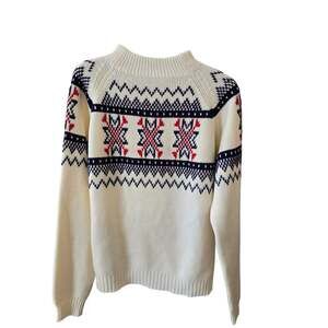 Vintage 70's J.C. Penny McG Nordic Fair Isle Ski Sweater Pullover Size L